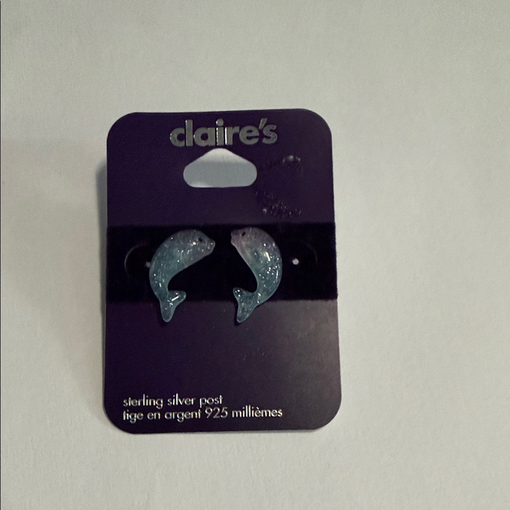 Claires Blue Dolphin Earrings 10$